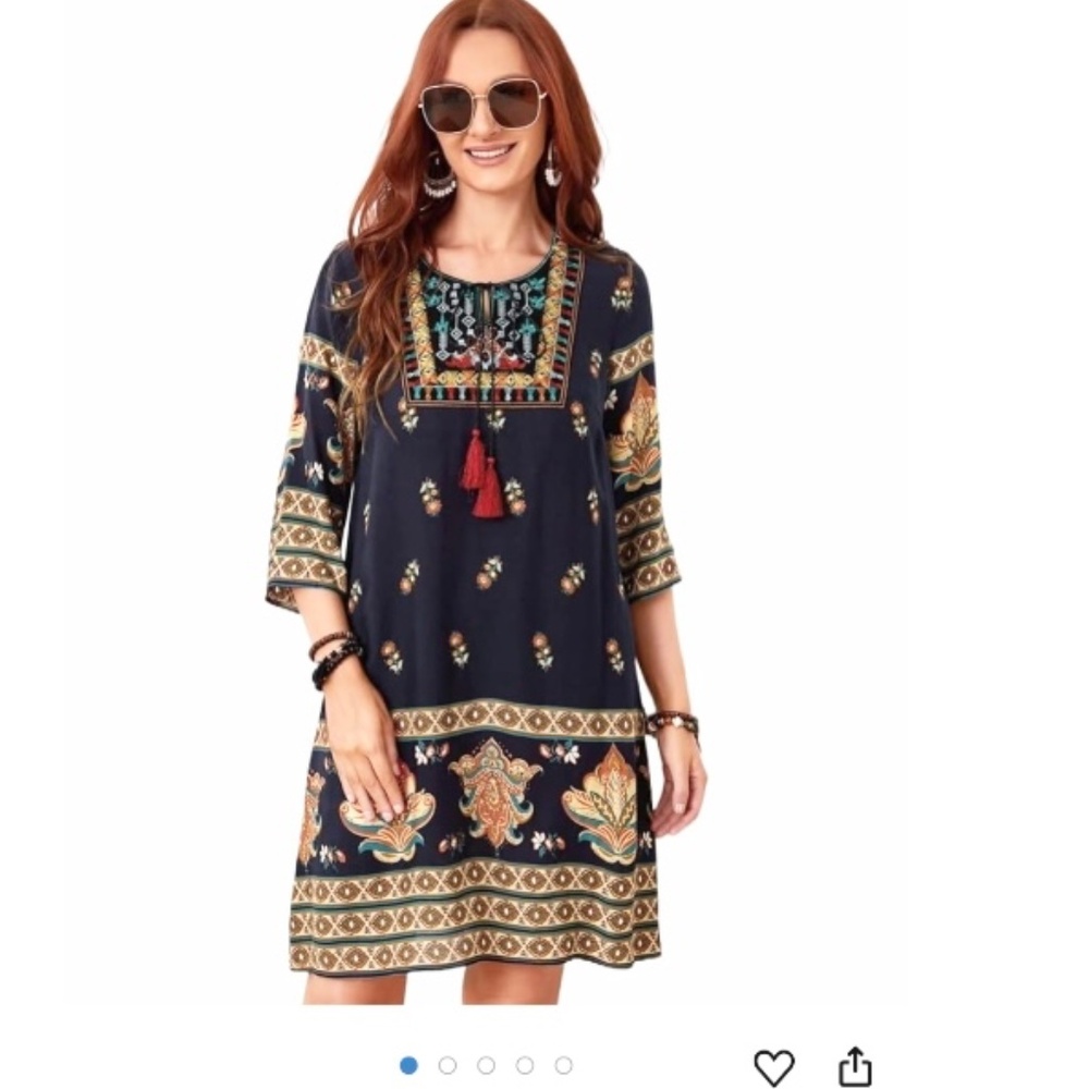 NWT Emery Rose Floral Tassel Tie Tunic‎ Dress XL Boho